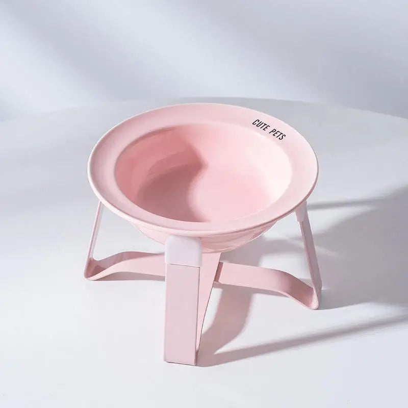 Gamelle céramique surélevée chat de couleur rose avec support élégant pour un confort optimal
