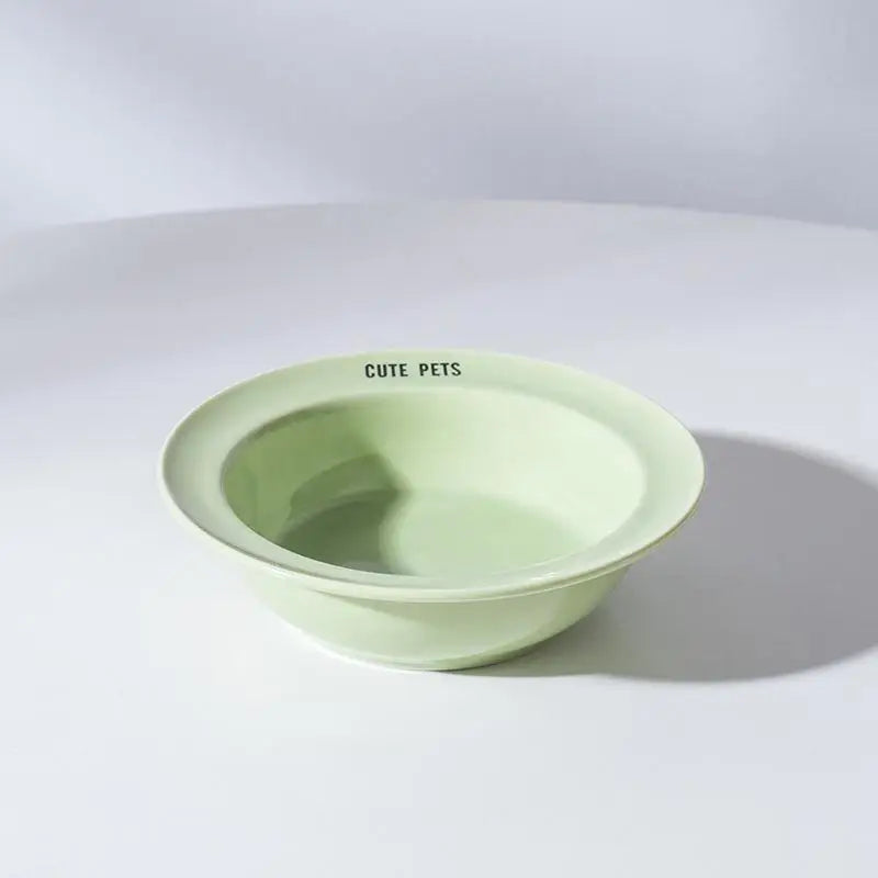 Gamelle céramique surélevée chat de couleur verte avec inscription Cute Pets pour le confort des animaux