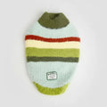 Pull doux pour chien en tricot aux rayures vertes et bleu clair de la marque Oscar et Plume
