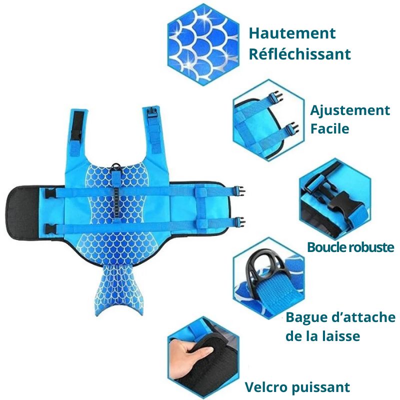 Gilet Sauvetage Chien Sirène