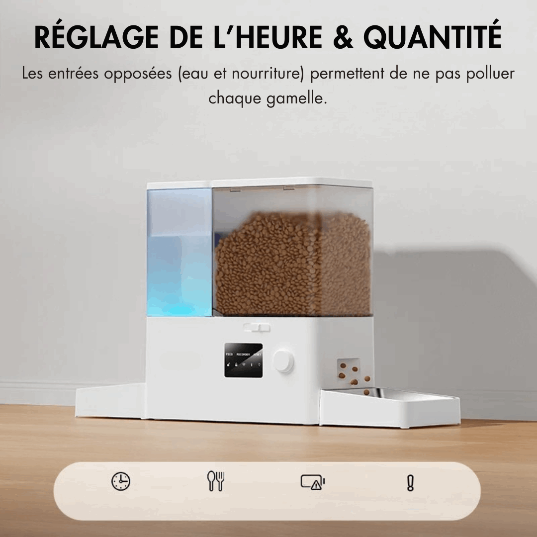 Distributeur de croquettes connecté avec caméra pour chien et chat – gestion précise des r