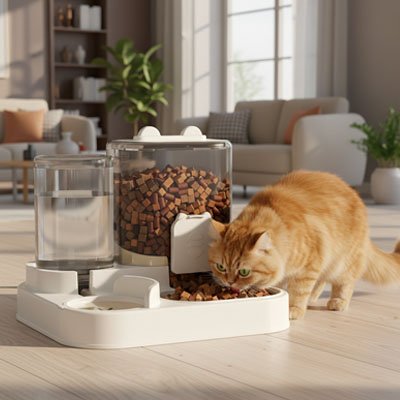 Distributeur croquette eau chat | Station Alimentaire Complète