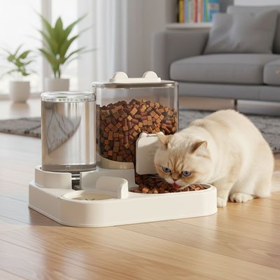 Distributeur croquette eau chat | Station Alimentaire Complète