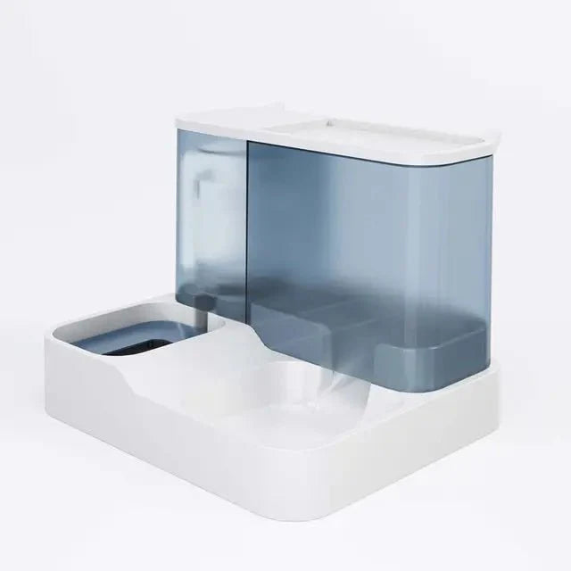 Distributeur croquettes et eau pour chat design moderne avec réservoirs transparents Oscar et Plume