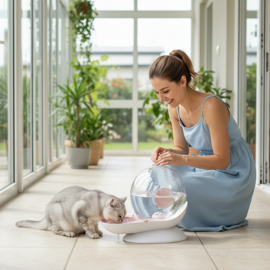 distributeur eau chat escargot