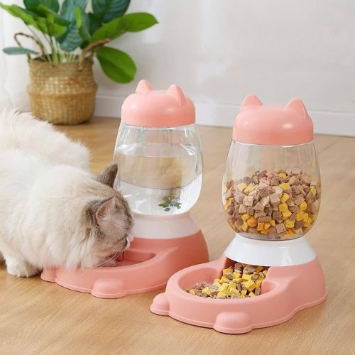 distributeur eau et croquettes pour chat oreilles