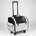Valise à roulettes de voyage pour chien chat Oscar et Plume rayée grise et blanche avec poignée télescopique