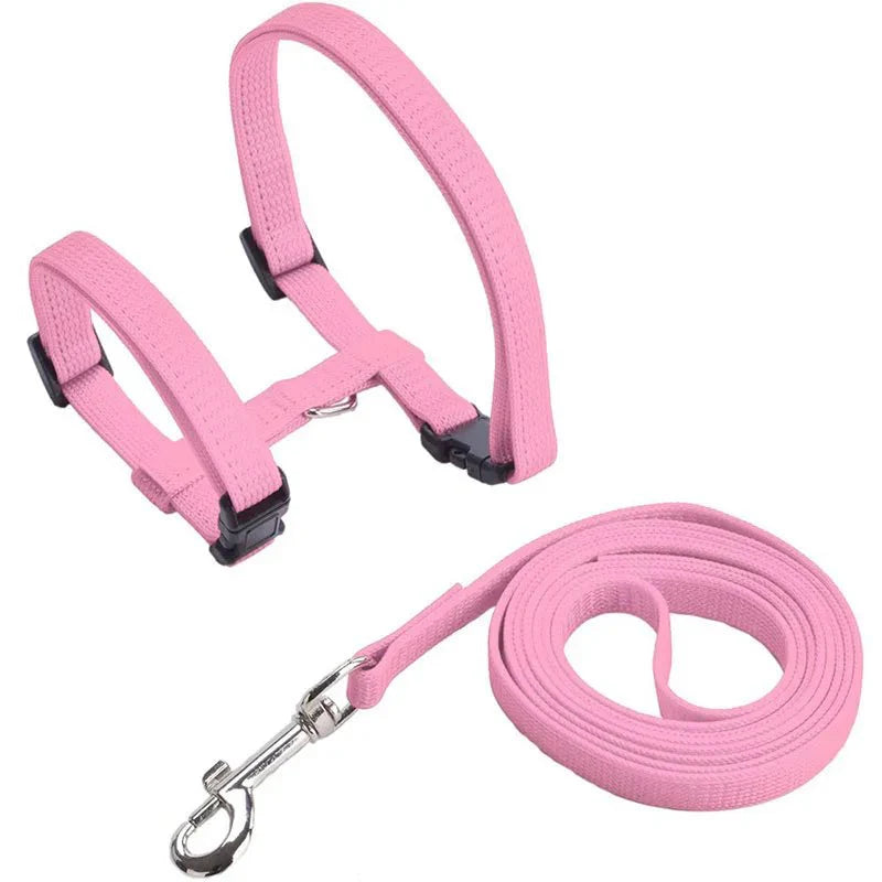 Ensemble harnais et laisse pour chien rose réglable confortable et résistant par Oscar et Plume