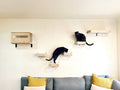 Etagère murale pour chat Oscar et Plume avec plateformes en bois et chats joueurs