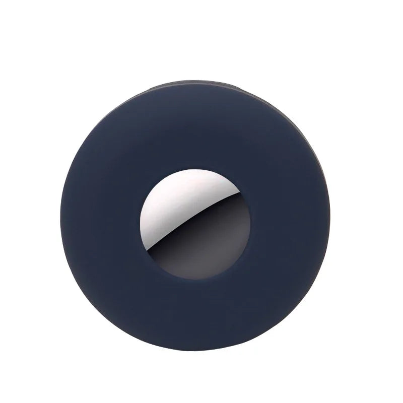 Étui airtag pour chien rond en silicone bleu marine pour fixer l'AirTag au collier