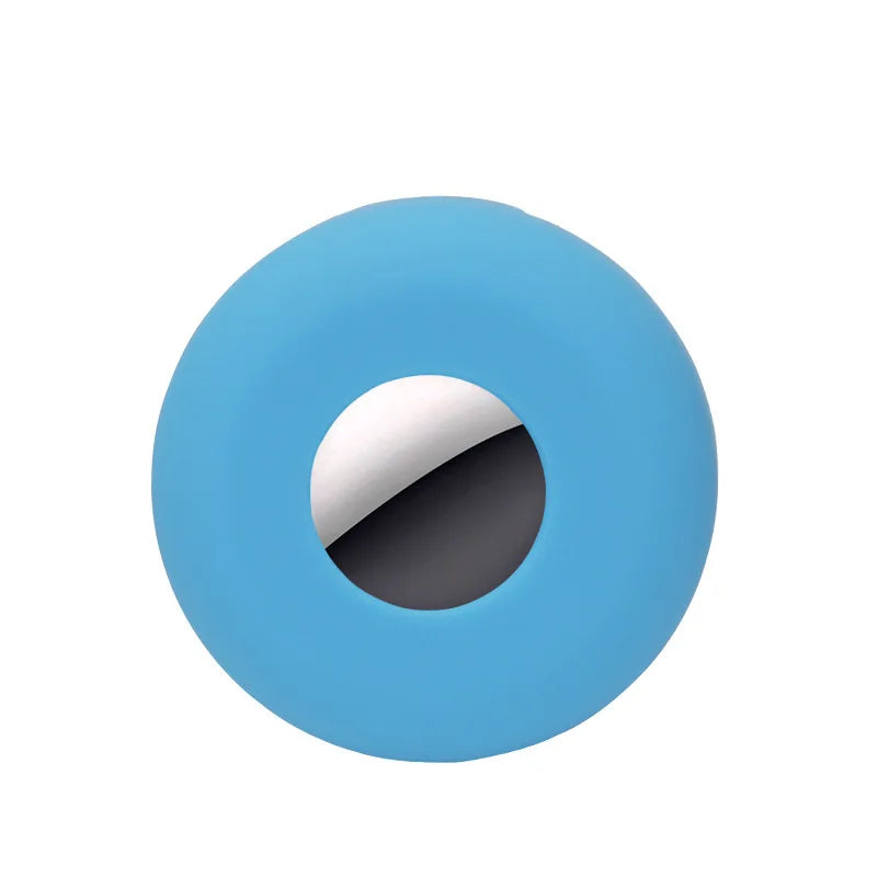 Étui airtag pour chien en silicone bleu de la marque Oscar et Plume pour protéger localisateur