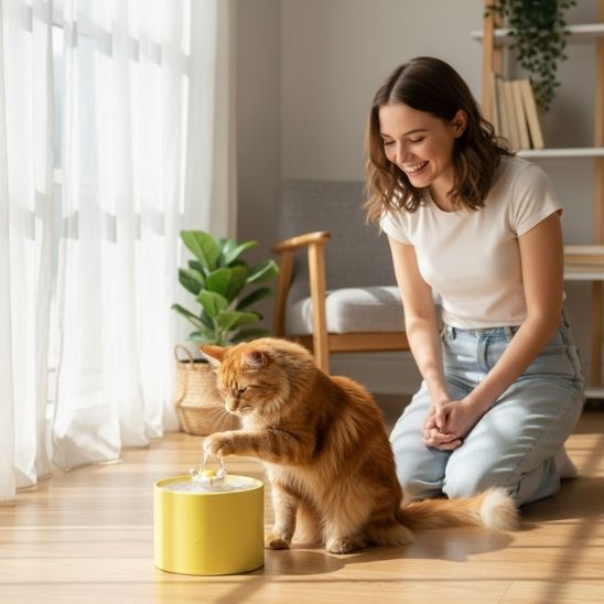 FONTAINE A EAU CERAMIQUE CHAT | Argile Vive