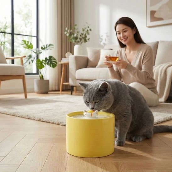 FONTAINE A EAU CERAMIQUE CHAT | Argile Vive