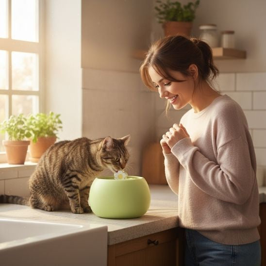 FONTAINE A EAU POUR CHAT CERAMIQUE | Fleur Zen
