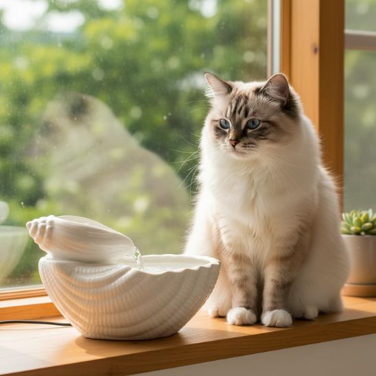 FONTAINE A EAU POUR CHAT CERAMIQUE | Coquillage