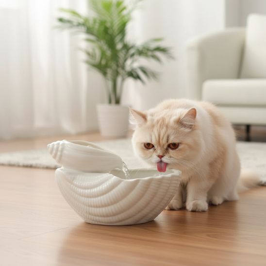 FONTAINE A EAU POUR CHAT CERAMIQUE | Coquillage