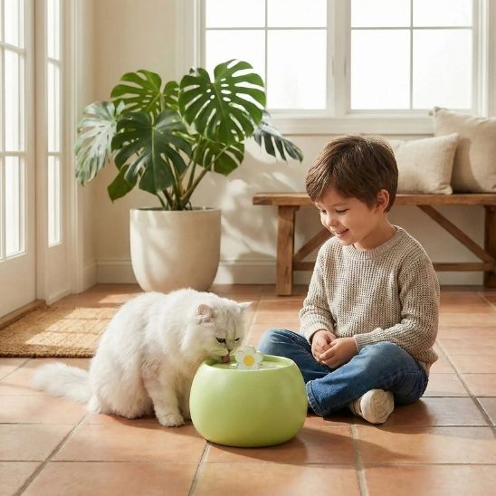 FONTAINE A EAU POUR CHAT CERAMIQUE | Fleur Zen