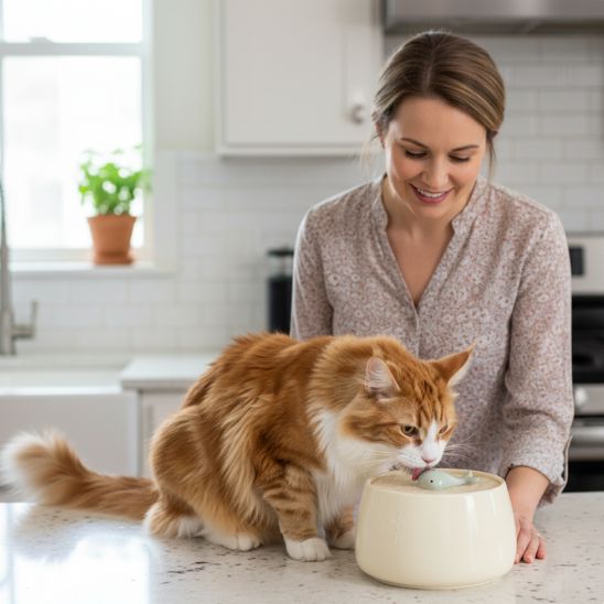 FONTAINE EAU CHAT CERAMIQUE |  CéraSource