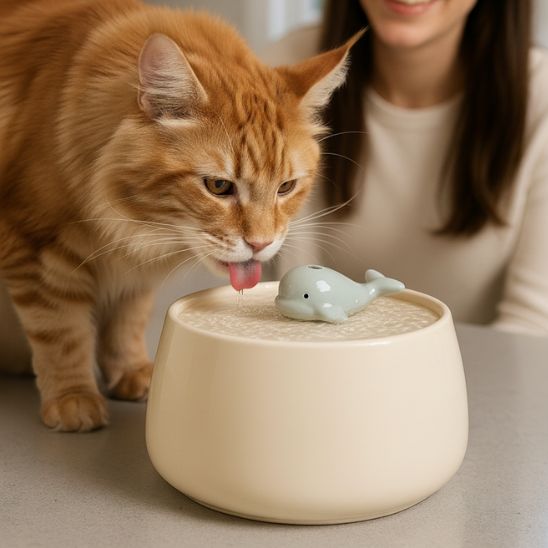 FONTAINE EAU CHAT CERAMIQUE |  CéraSource