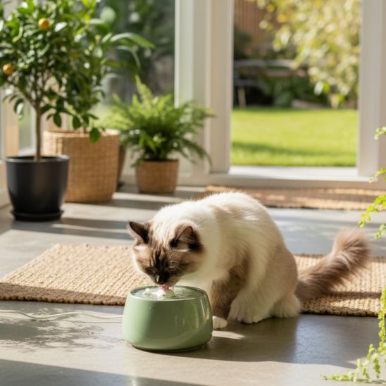 FONTAINE EAU CHAT CERAMIQUE |  CéraSource