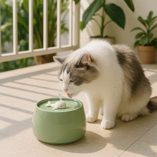 FONTAINE EAU CHAT CERAMIQUE |  CéraSource