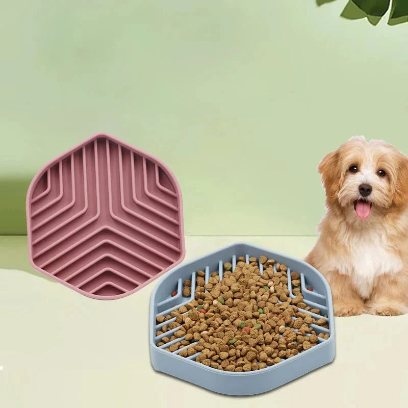 Gamelle anti-glouton en silicone pour chat et chien - Design Oscar et Plume