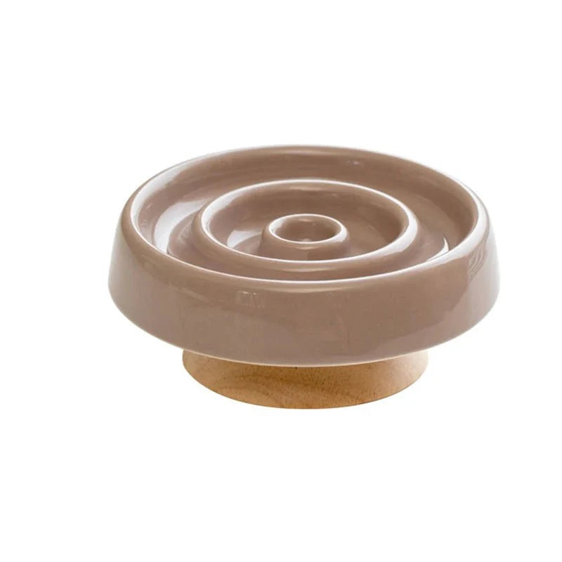 Gamelle anti glouton chat Oscar et Plume beige avec design en spirale pour ralentir la prise alimentaire
