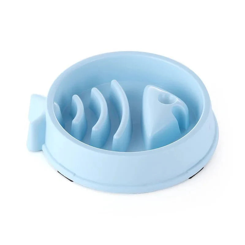 Gamelle anti glouton chien bleue d'Oscar et Plume pour ralentir la prise alimentaire