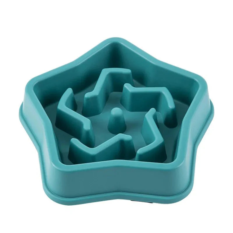 Gamelle anti glouton chien en plastique bleu forme étoile pour ralentir la prise alimentaire
