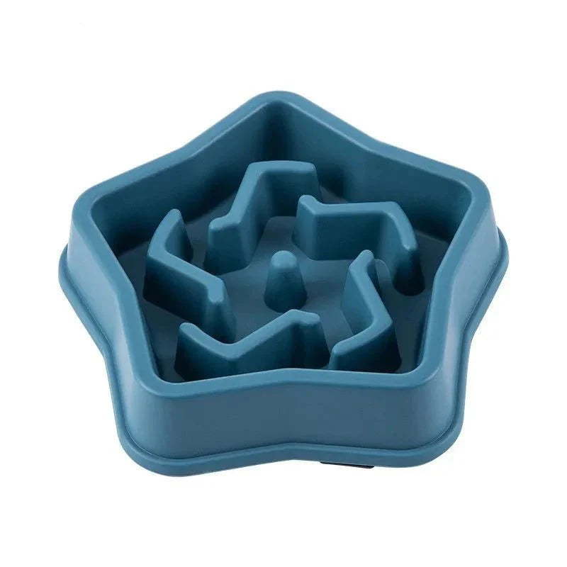 Gamelle anti glouton chien en plastique bleu forme étoile pour ralentir la vitesse d'alimentation