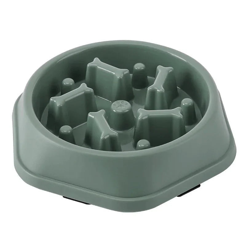 Gamelle anti glouton chien Oscar et Plume en plastique vert pour ralentir la prise de nourriture