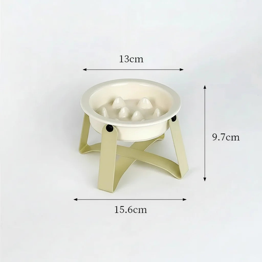 Gamelle anti glouton pour chien avec cadre en fer, capacité de 150 ml et protection sur les bords