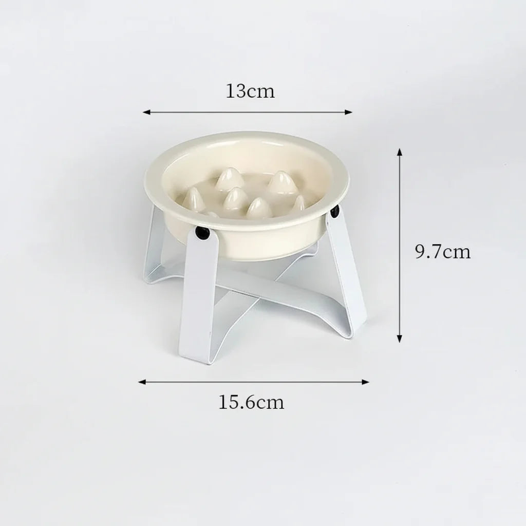 Gamelle anti glouton pour chien avec cadre en fer, capacité de 250 ml et protection sur les bords