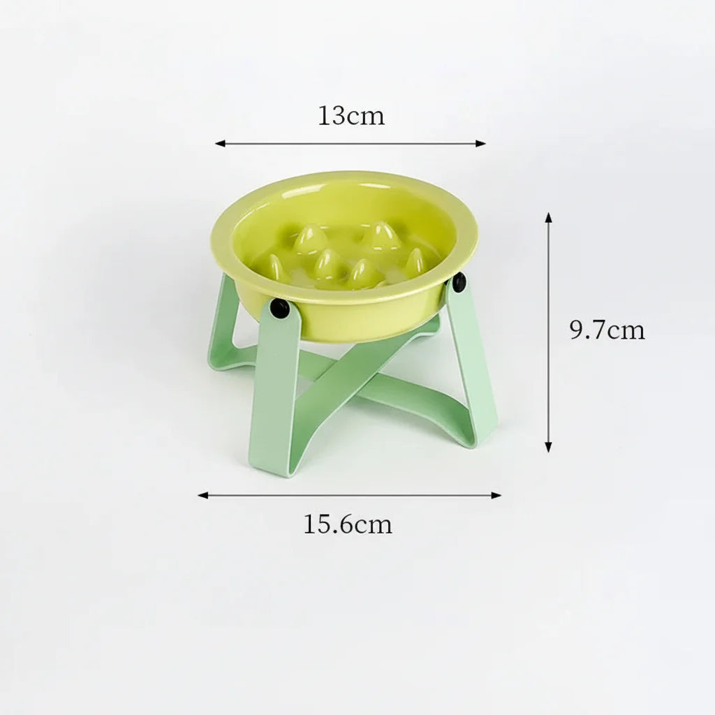 Gamelle anti glouton pour chien en vert avec protection des bords et support en fer, capacité de 150 ml
