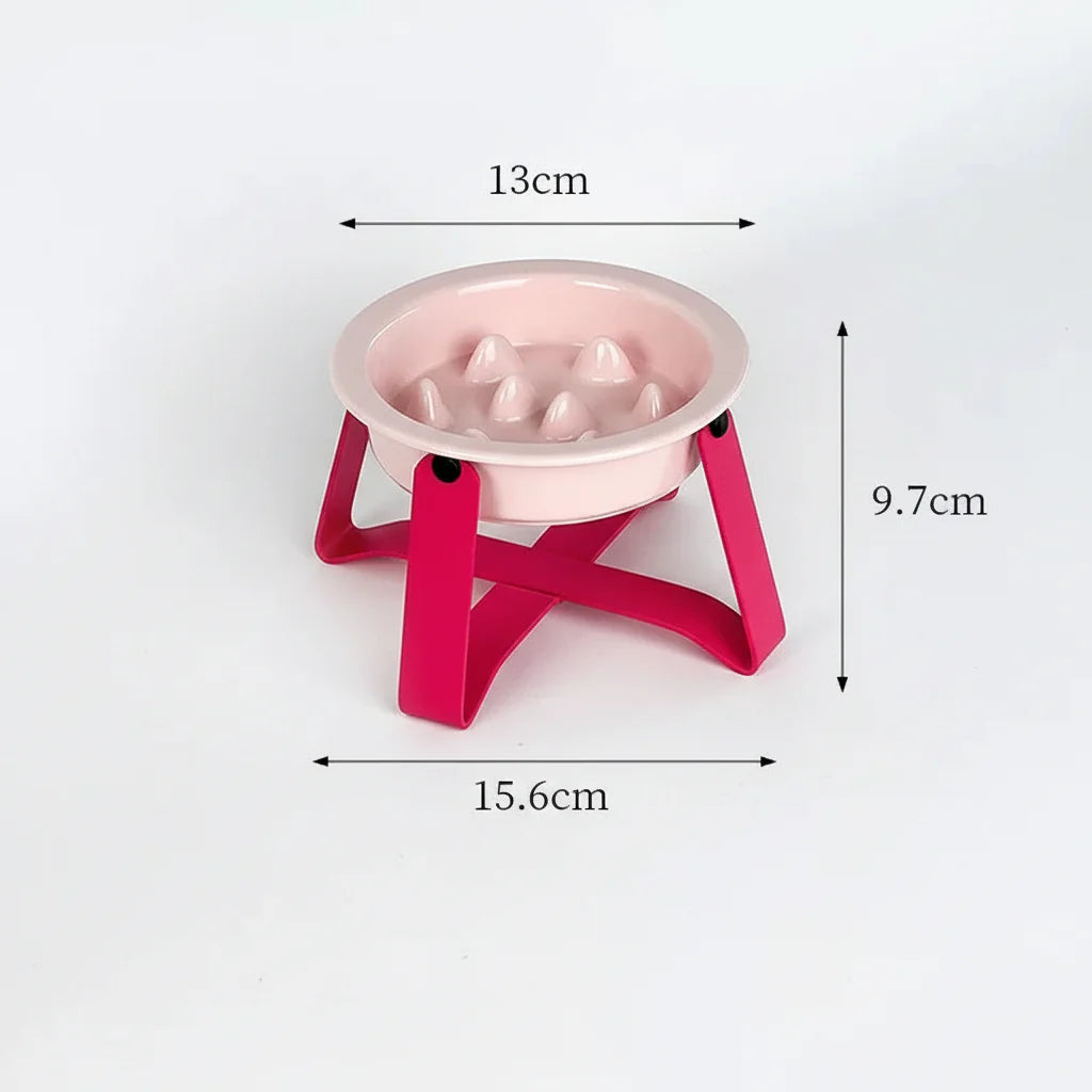 Gamelle anti glouton pour chien avec protection des bords et capacité de 150 ml en rose