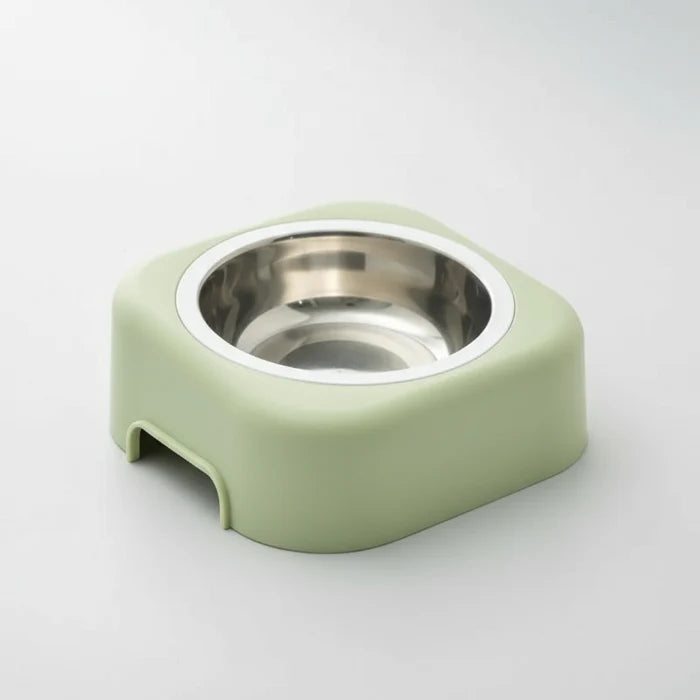 Gamelle anti-renversement petit chien Oscar et Plume en acier inoxydable avec support vert pâle