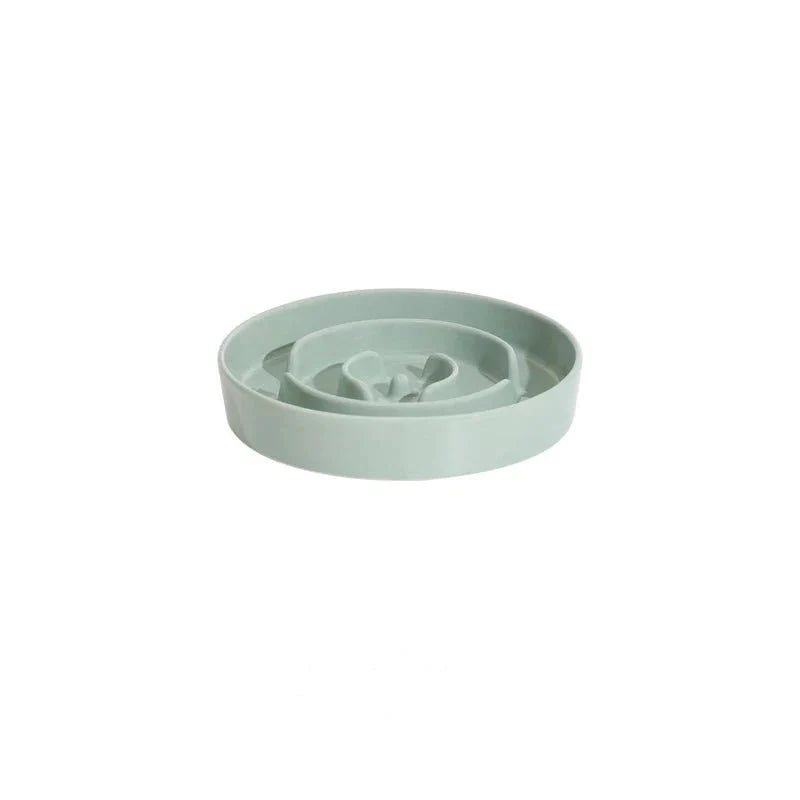 Gamelle céramique anti glouton couleur verte pour ralentir la vitesse de repas des animaux
