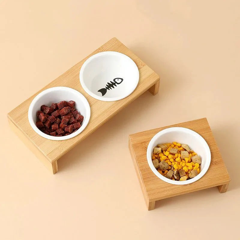 Gamelle Double Céramique Bambou pour Chien - Support Design