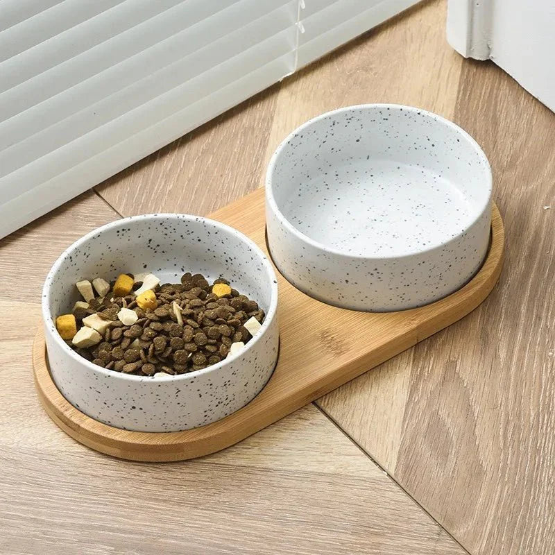 Gamelle Céramique Pour Chien Avec Support Bambou