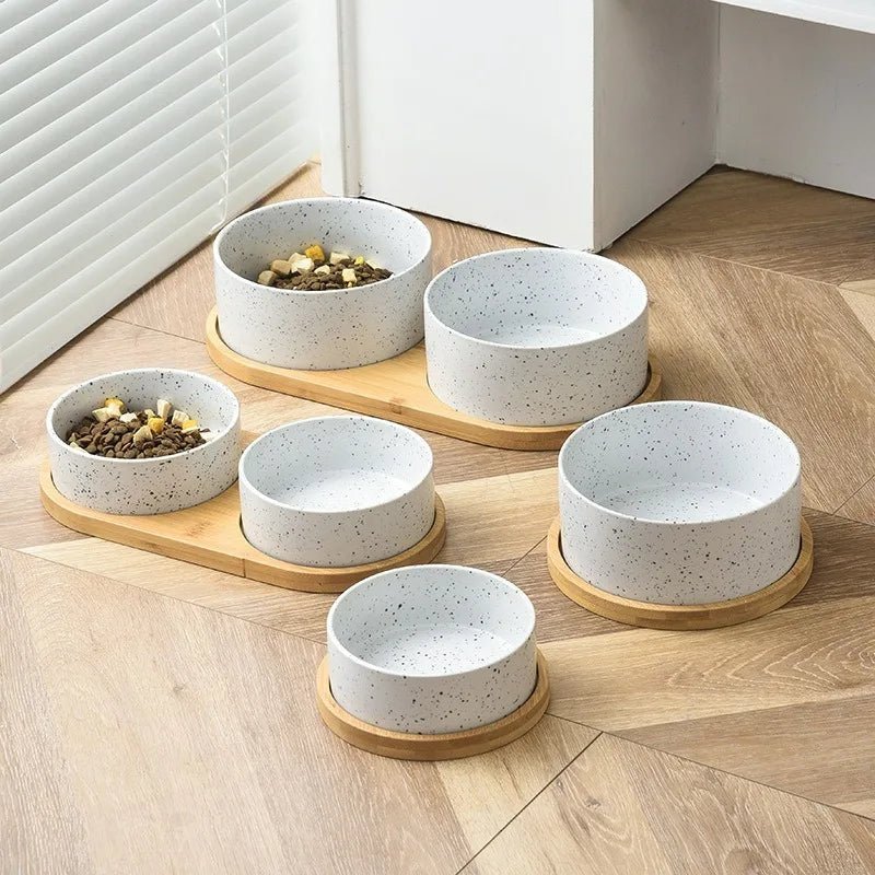 Gamelle Céramique Pour Chien Avec Support Bambou
