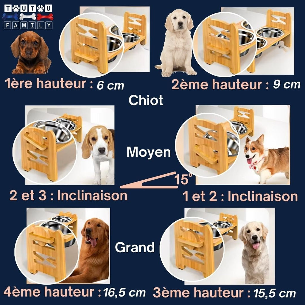 Gamelle chien surélevée  - BambouToutou™