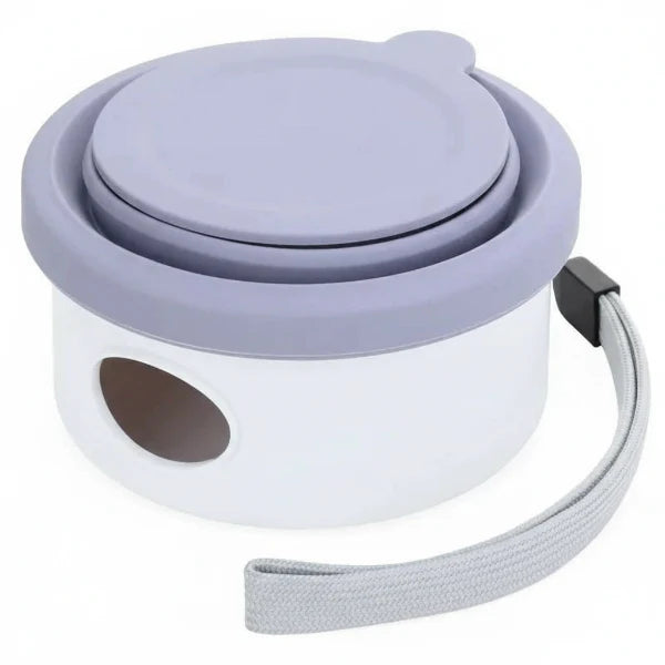 Gamelle de voyage petit chien pliable en silicone avec poignée de transport grise Oscar et Plume