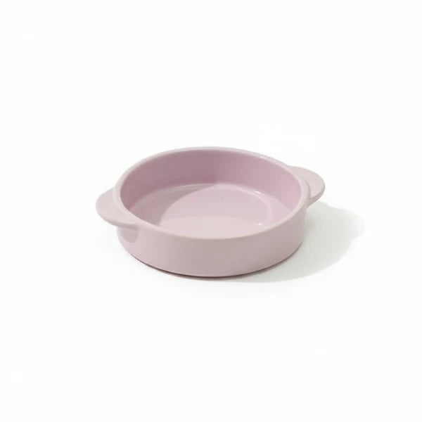 Gamelle design chien Oscar et Plume en plastique rose clair avec bords arrondis