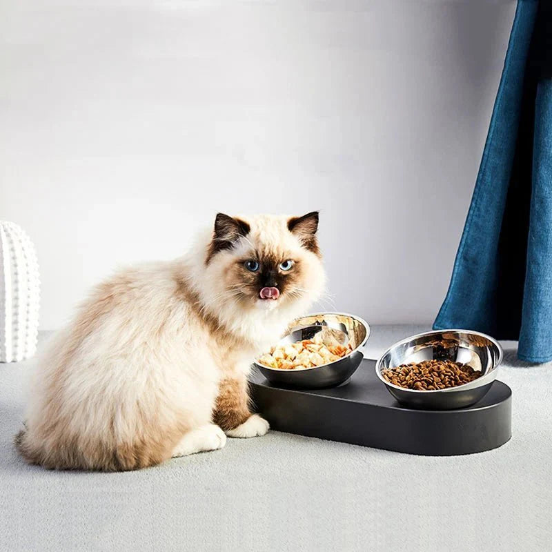 Gamelle double inox antidérapante pour chien et chat