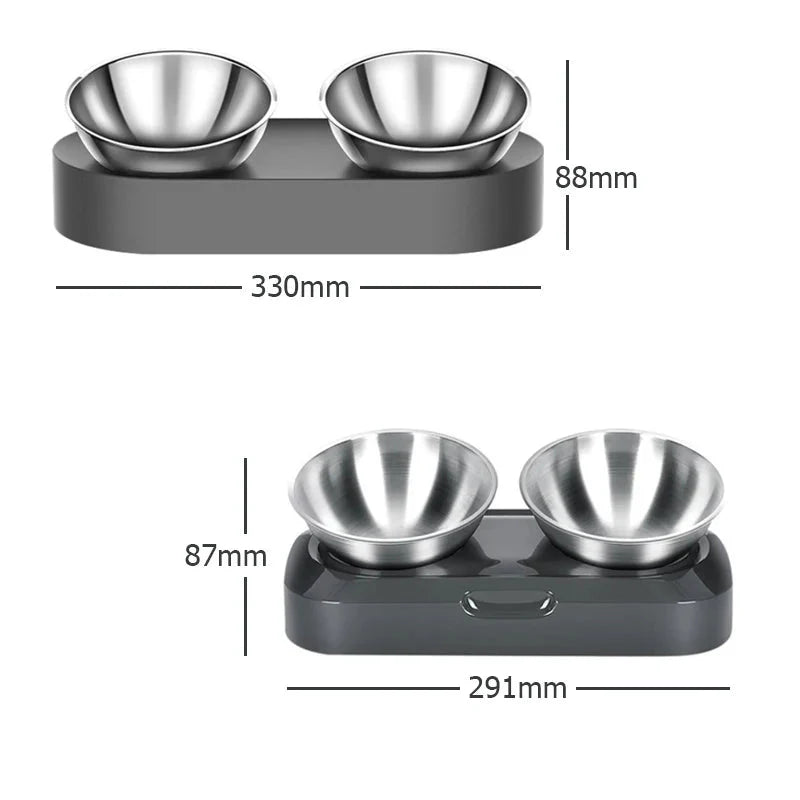 Gamelle double inox antidérapante pour chien et chat