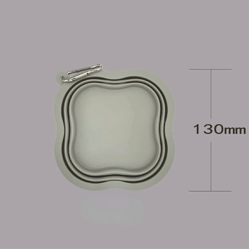 Gamelle pliable pour chien chat grise avec mousqueton et diamètre de 130 mm par Oscar et Plume