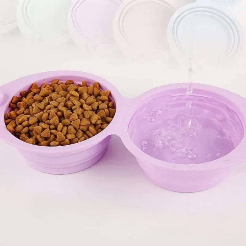 Gamelle Pliable double en Silicone pour Petit Chien et Chat