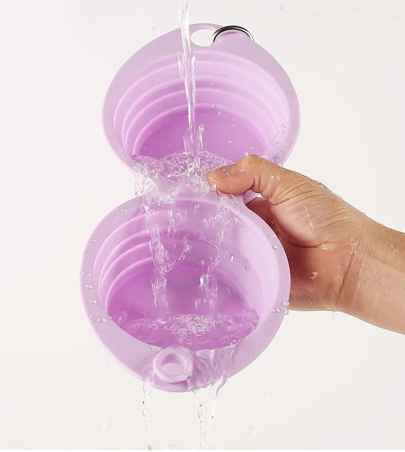 Gamelle Pliable double en Silicone pour Petit Chien et Chat