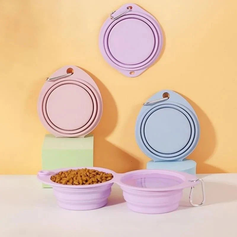 Gamelle Pliable double en Silicone pour Petit Chien et Chat