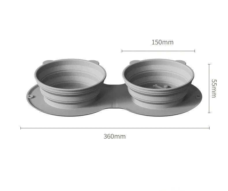 Gamelle Double Pliante en silicone Anti-Glouton pour chien